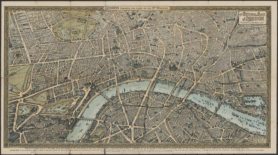 1890s Pictorial Map Of London - London Towards The Close Of The 19th Century Painting