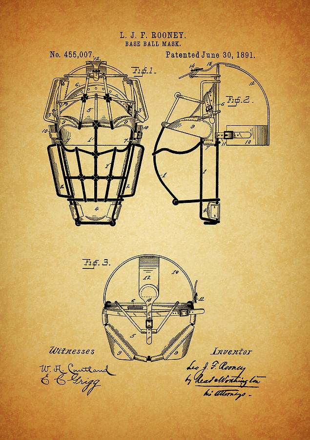 1891 Catchers Mask Patent Drawing