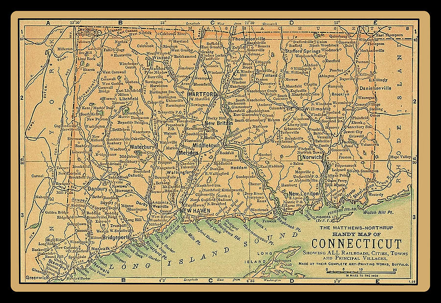 1891 Map of Connecticut Photograph by Phil Cardamone
