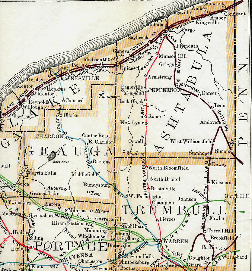 1892 Railroad Map Detail Drawing