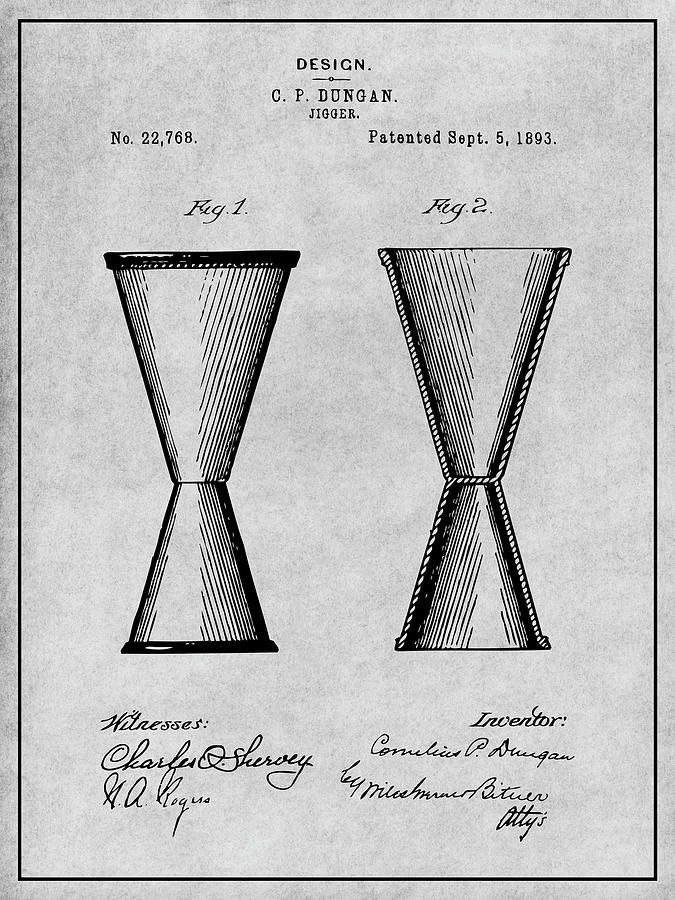 1893 Jigger Gray Patent Print Drawing by Greg Edwards