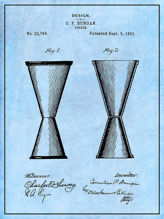 1893 Jigger Light Blue Patent Print Drawing by Greg Edwards