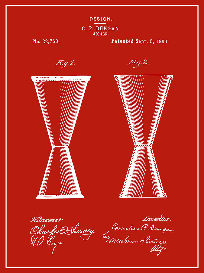 1893 Jigger Red Patent Print Drawing by Greg Edwards