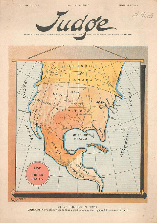 1895 Pictorial Map Of North America As Uncle Sam Painting