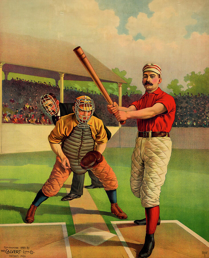 1895 Vintage Baseball Art Mixed Media by Row One Brand