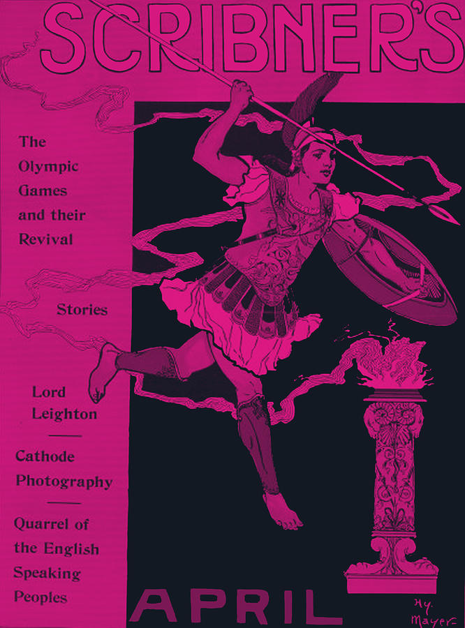 1896 Athens Olympics Poster, Neon art Painting by MotionAge Designs