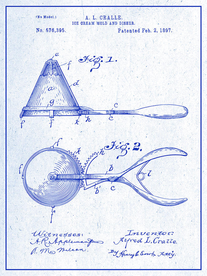 1897 A.L. Cralle African American Inventor - Ice Cream Mold And Disher ...