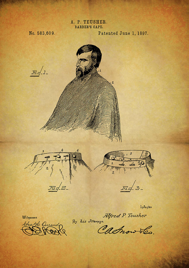 1897 Barbers Cape Patent Drawing