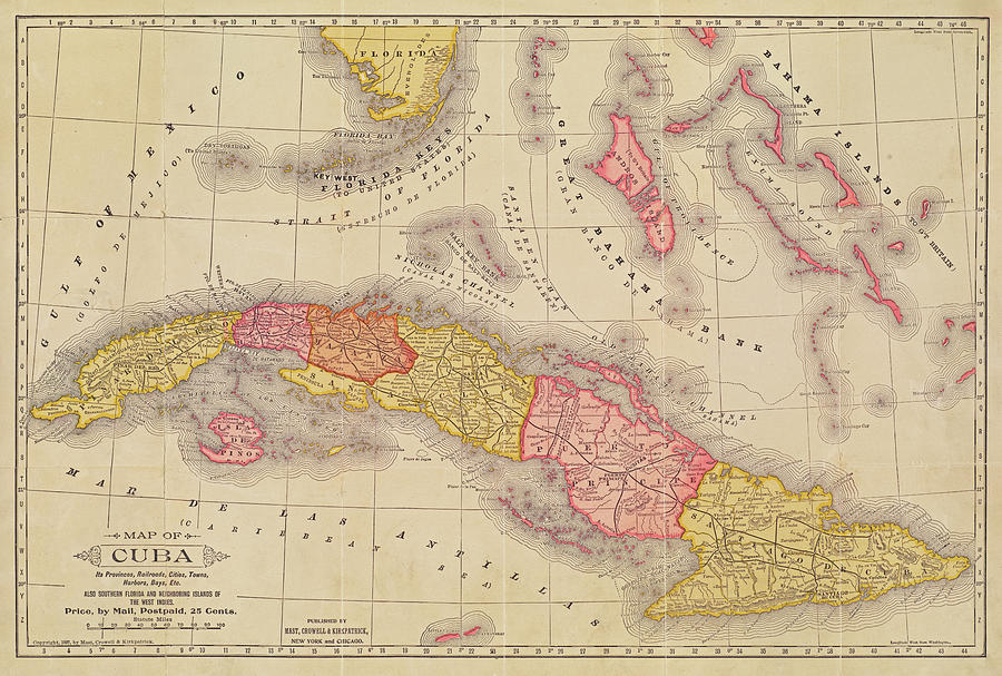 1897 Cuba Historical Map Color Photograph by Toby McGuire