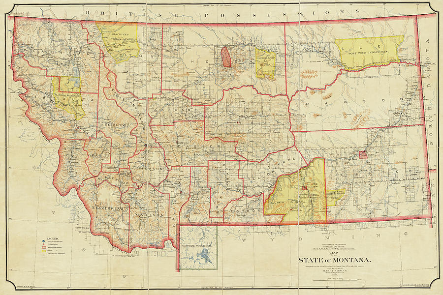1897 Historical Map of Montana Photograph by Toby McGuire