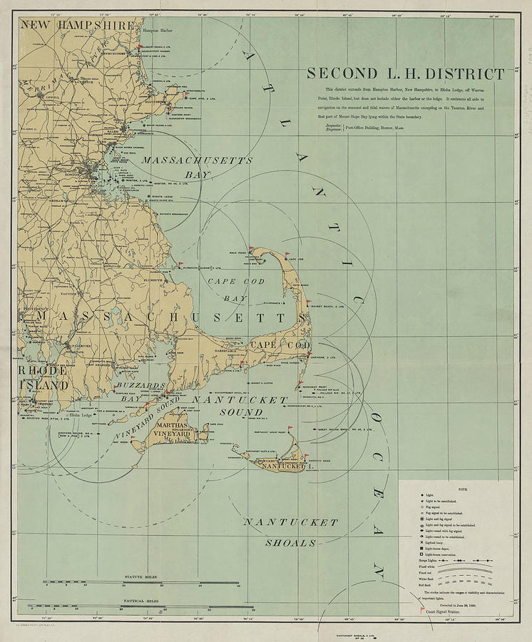 1898 Cape Cod Lighthouse Map Photograph by Toby McGuire