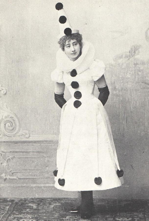 Nostalgia Photograph - 1898 Woman in Clown Costume, Antique Photograph by Thomas Dans