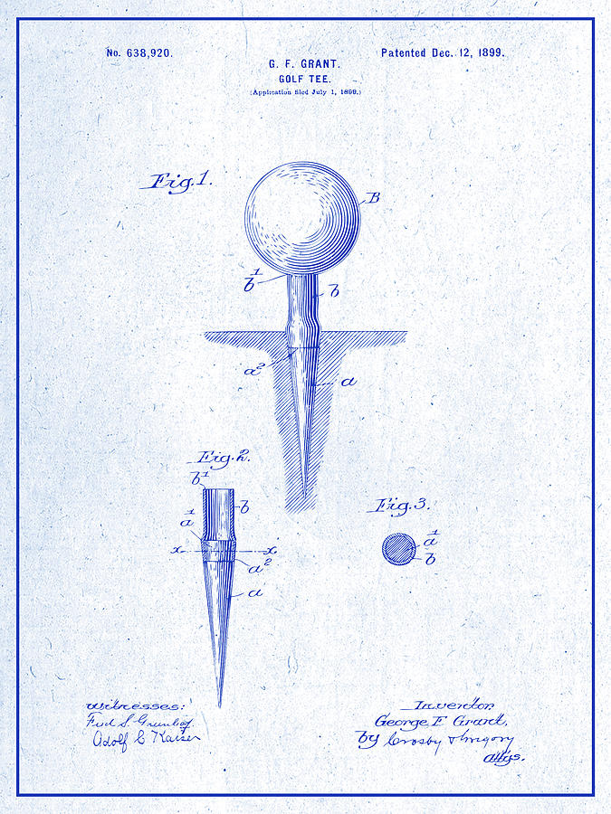 1899 G.F. Grant African American Inventor Golf Tee Blueprint Patent