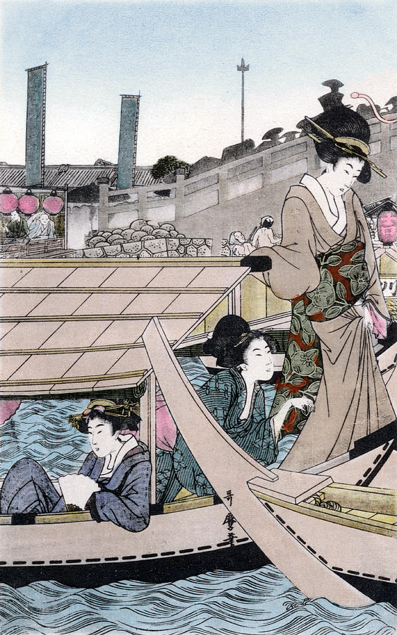 18th C. Japanese Pleasure Boat by Utamaro Painting by Historic Image