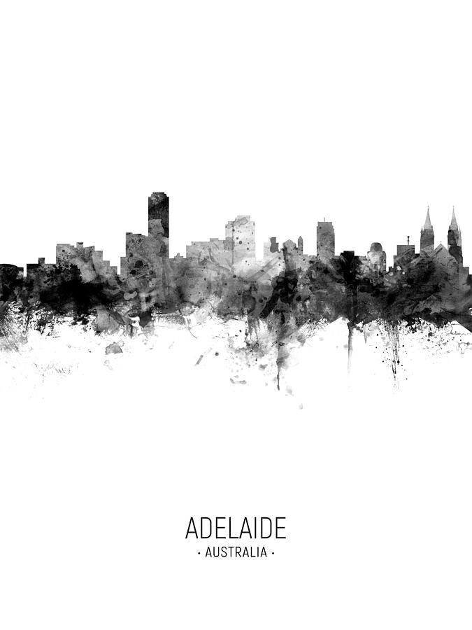 Skyline Digital Art - Adelaide Australia Skyline #19 by Michael Tompsett