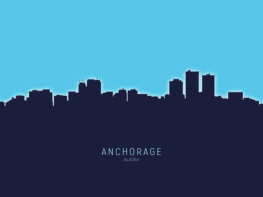 Anchorage Digital Art - Anchorage Alaska Skyline #19 by Michael Tompsett