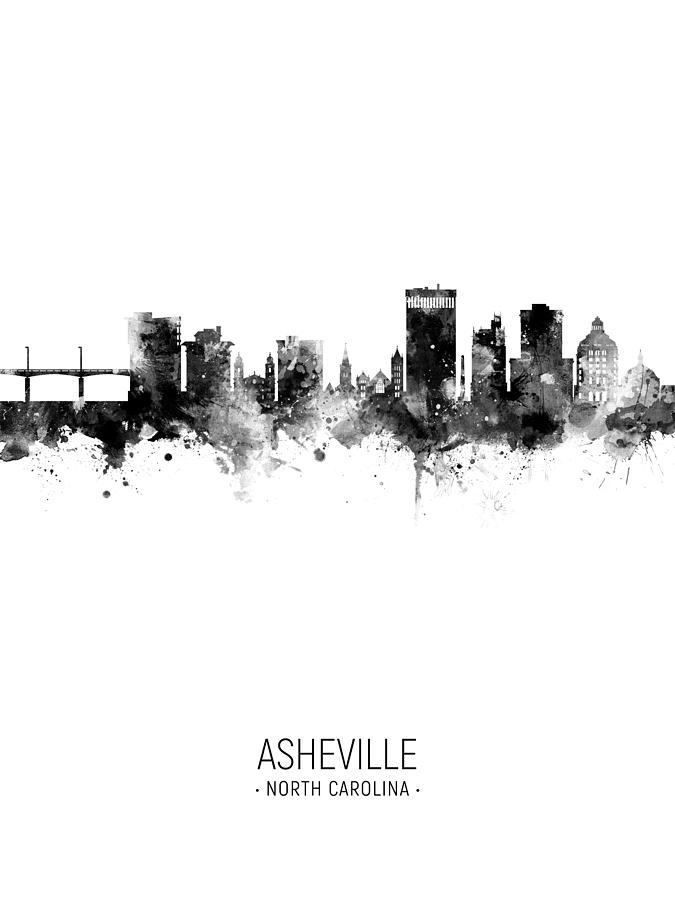 Skyline Digital Art - Asheville North Carolina Skyline #19 by Michael Tompsett