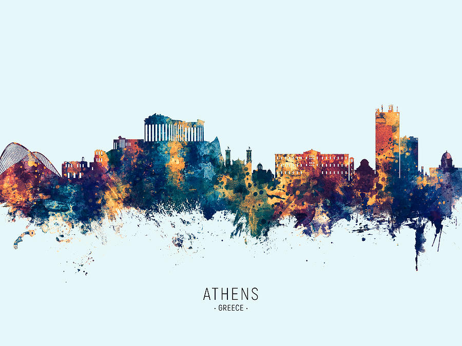 Athens Greece Skyline #19 Digital Art by Michael Tompsett