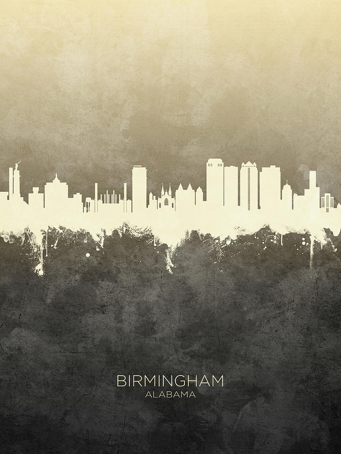 Skyline Digital Art - Birmingham Alabama Skyline #19 by Michael Tompsett
