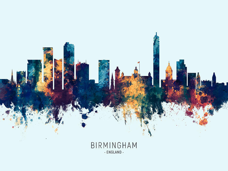 Birmingham England Skyline #19 Digital Art by Michael Tompsett