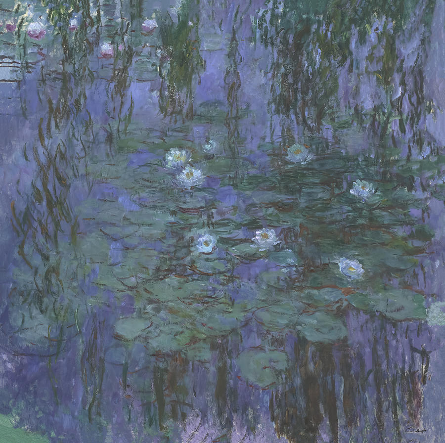 Claude Monet Painting - Blue Water Lilies by Claude Monet by Mango Art