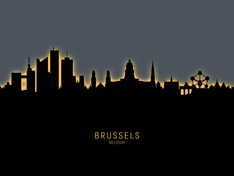 Skyline Digital Art - Brussels Belgium Skyline #19 by Michael Tompsett