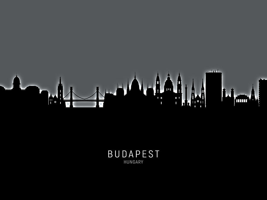 Skyline Digital Art - Budapest Hungary Skyline #19 by Michael Tompsett
