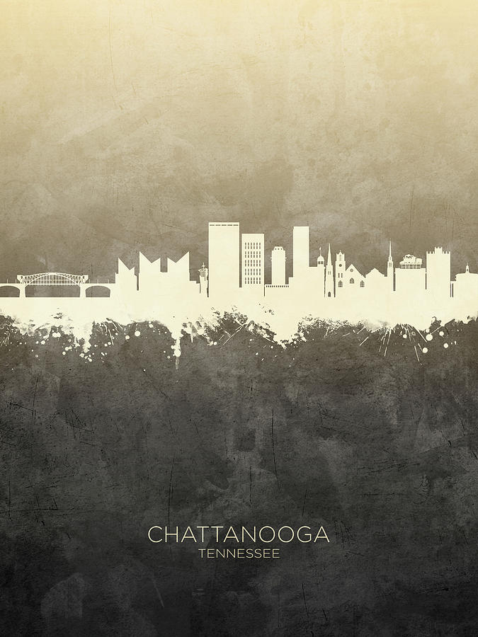 Skyline Digital Art - Chattanooga Tennessee Skyline #19 by Michael Tompsett