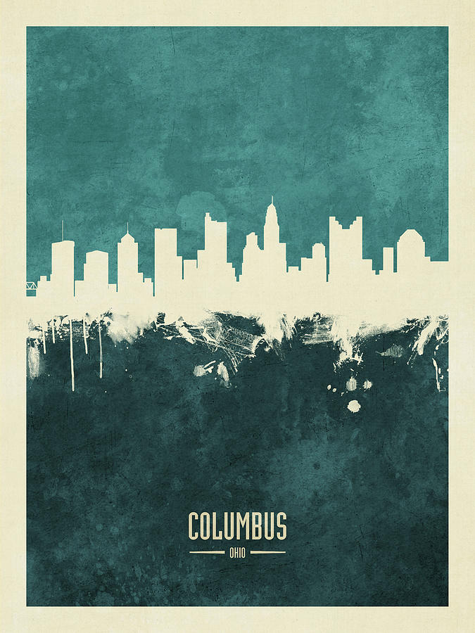 Columbus Digital Art - Columbus Ohio Skyline #19 by Michael Tompsett