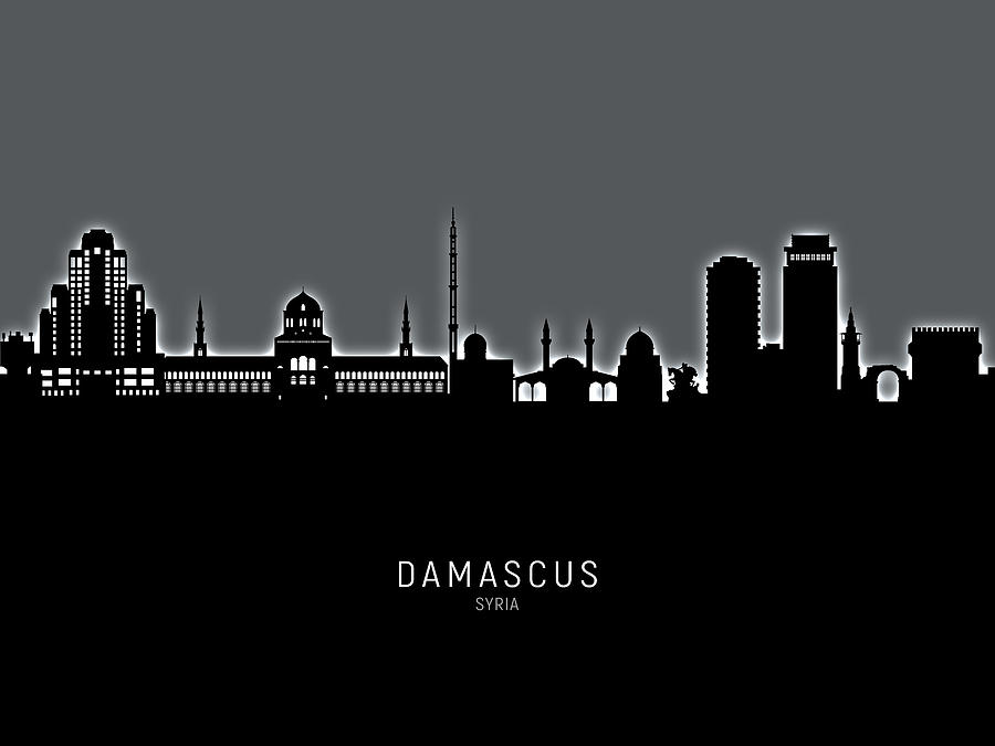 Skyline Digital Art - Damascus Syria Skyline #19 by Michael Tompsett