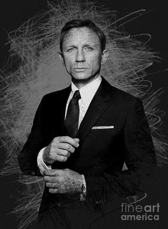 Daniel Craig James Bond Drawing By Mounir Meghaoui