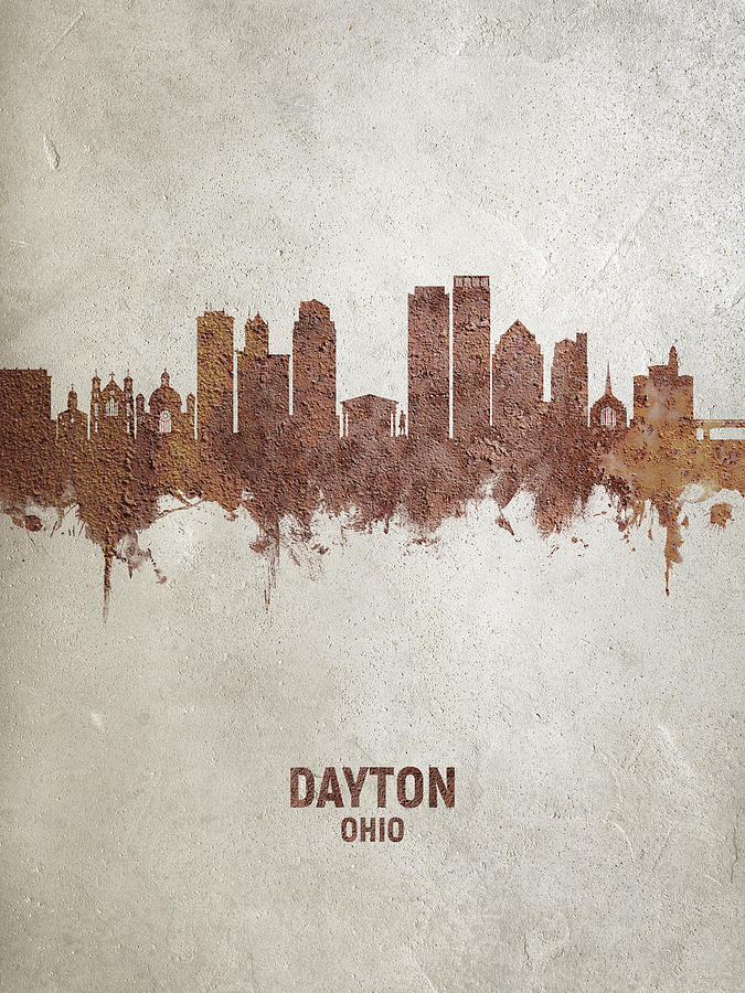 Skyline Digital Art - Dayton Ohio Skyline #19 by Michael Tompsett