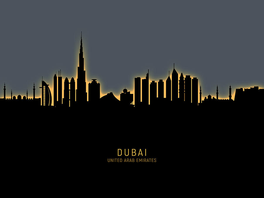 Dubai Skyline #19 Digital Art by Michael Tompsett