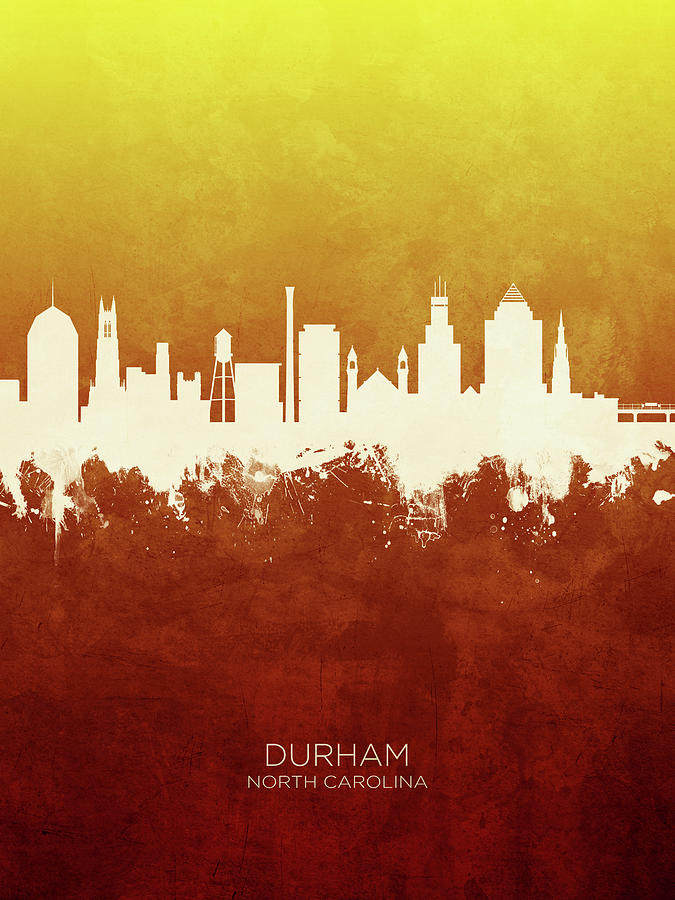 Durham Digital Art - Durham North Carolina Skyline #19 by Michael Tompsett