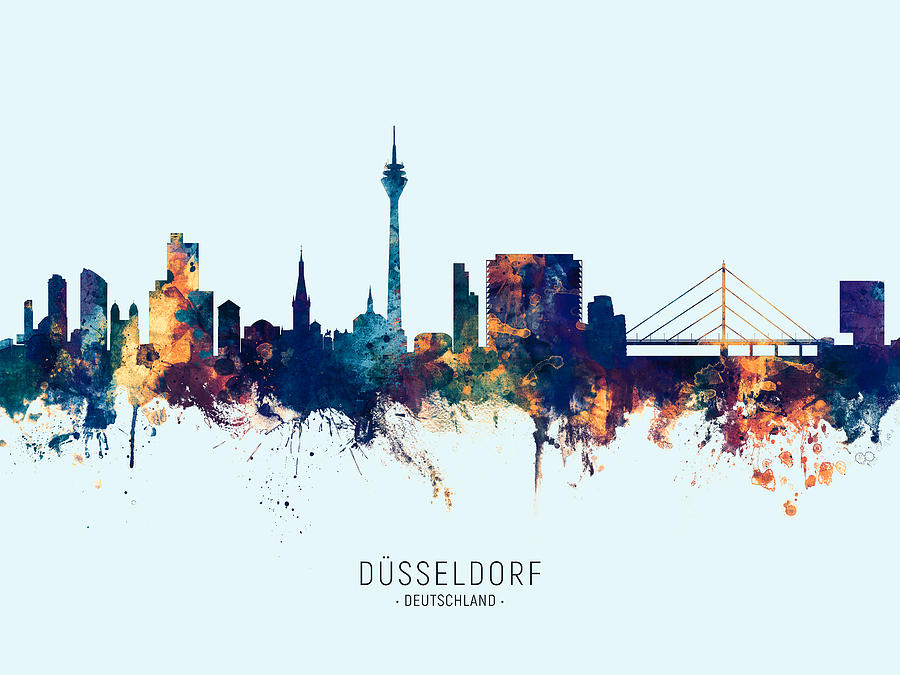 Dusseldorf Germany Skyline #19 Digital Art by Michael Tompsett