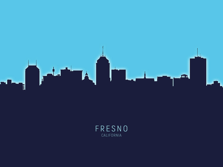 Fresno Digital Art - Fresno California Skyline #19 by Michael Tompsett