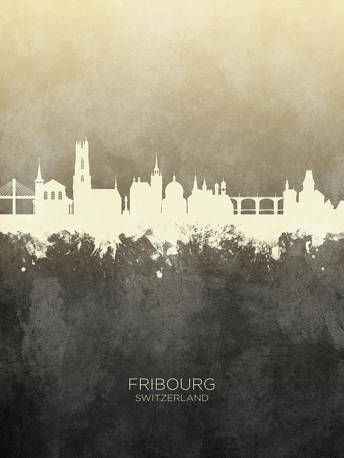 Fribourg Switzerland Skyline #19 Digital Art by Michael Tompsett