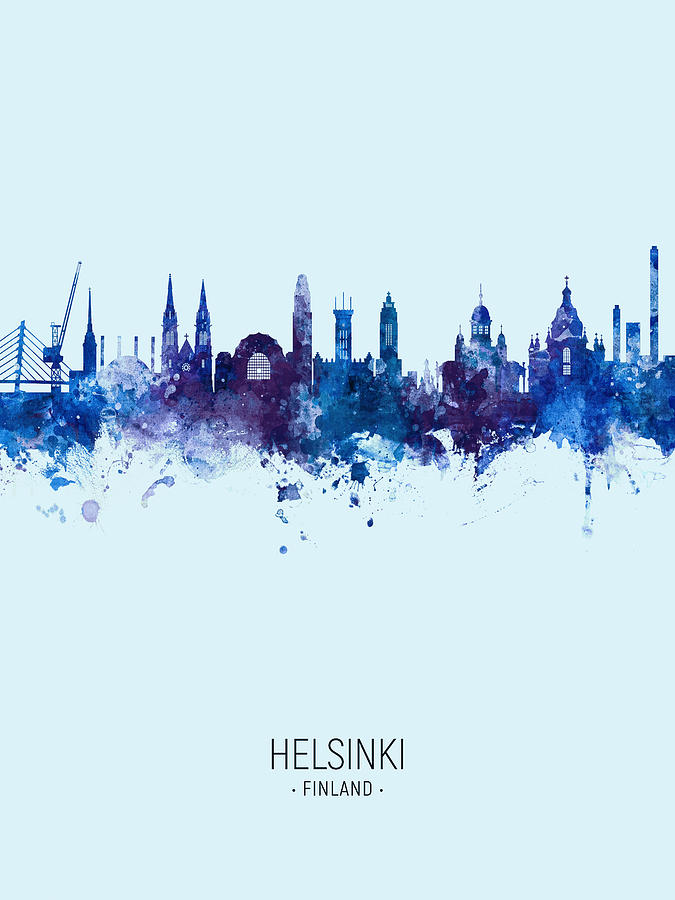 Skyline Digital Art - Helsinki Finland Skyline #19 by Michael Tompsett