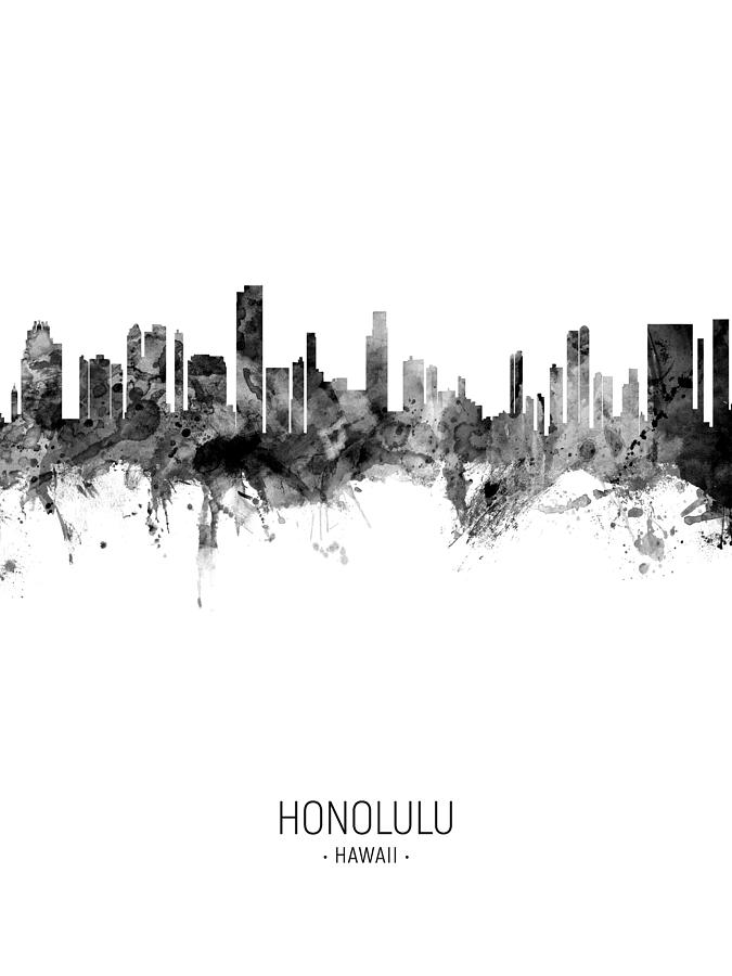 Honolulu Digital Art - Honolulu Hawaii Skyline #19 by Michael Tompsett