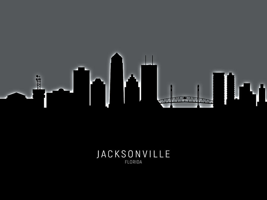 Jacksonville Digital Art - Jacksonville Florida Skyline #19 by Michael Tompsett