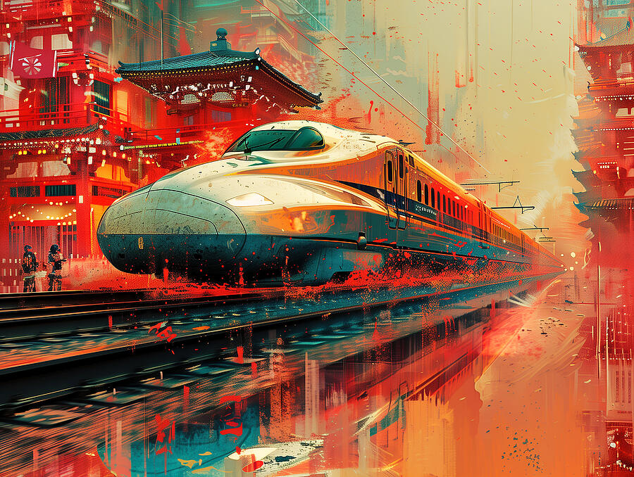 Japanese Bullet Train Art #19 Mixed Media by Stephen Smith Galleries ...