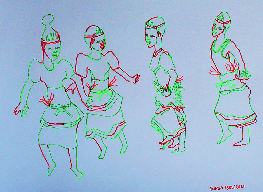 Kiganda Traditional Dance Uganda #19 Painting by Gloria Ssali