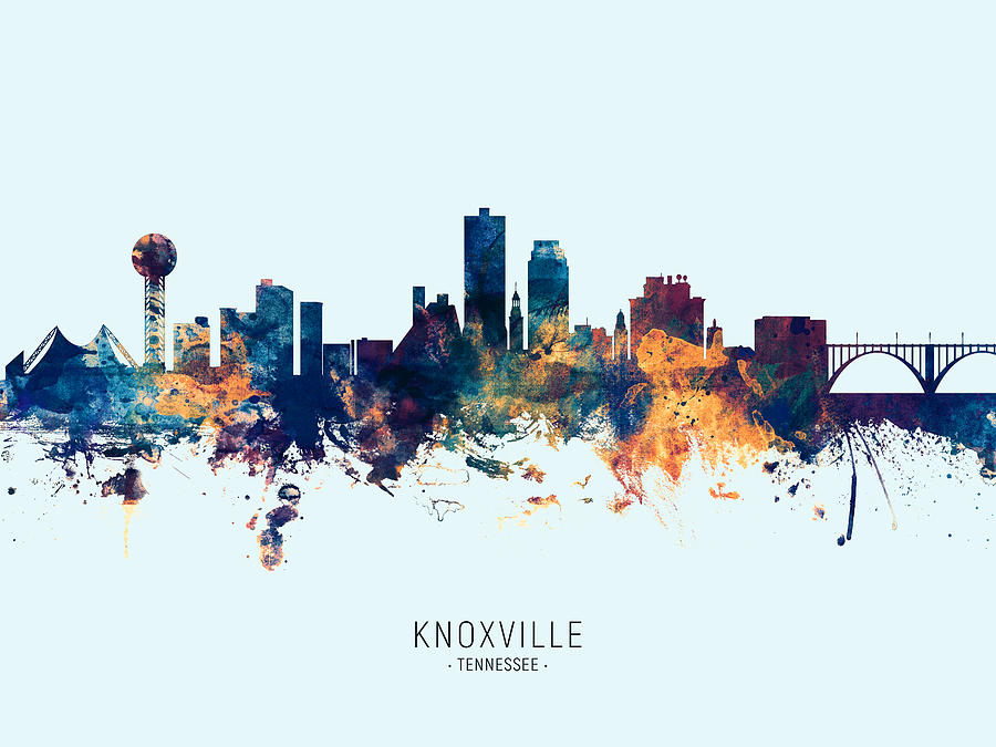 Knoxville Digital Art - Knoxville Tennessee Skyline #19 by Michael Tompsett