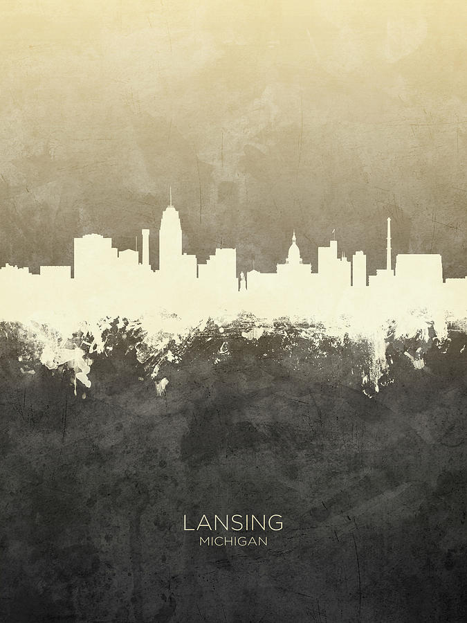 Lansing Michigan Skyline #19 Digital Art by Michael Tompsett