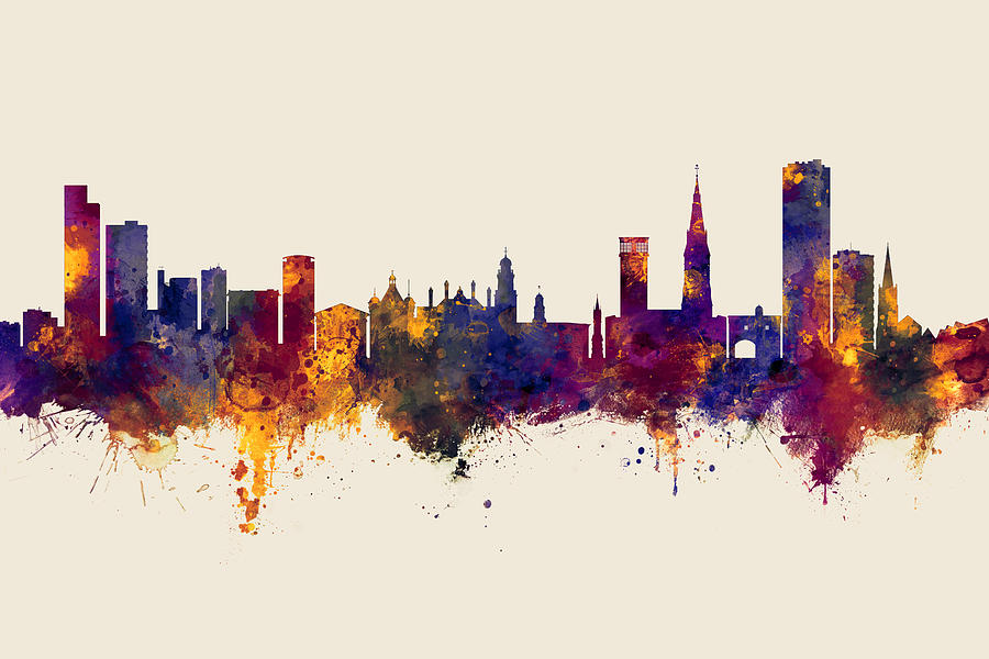 Leicester England Skyline #19 Digital Art by Michael Tompsett