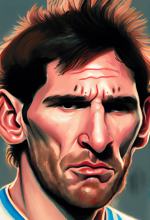 Lionel Messi Caricature Mixed Media