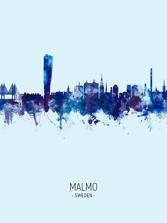 Malmo Sweden Skyline #19 Digital Art by Michael Tompsett
