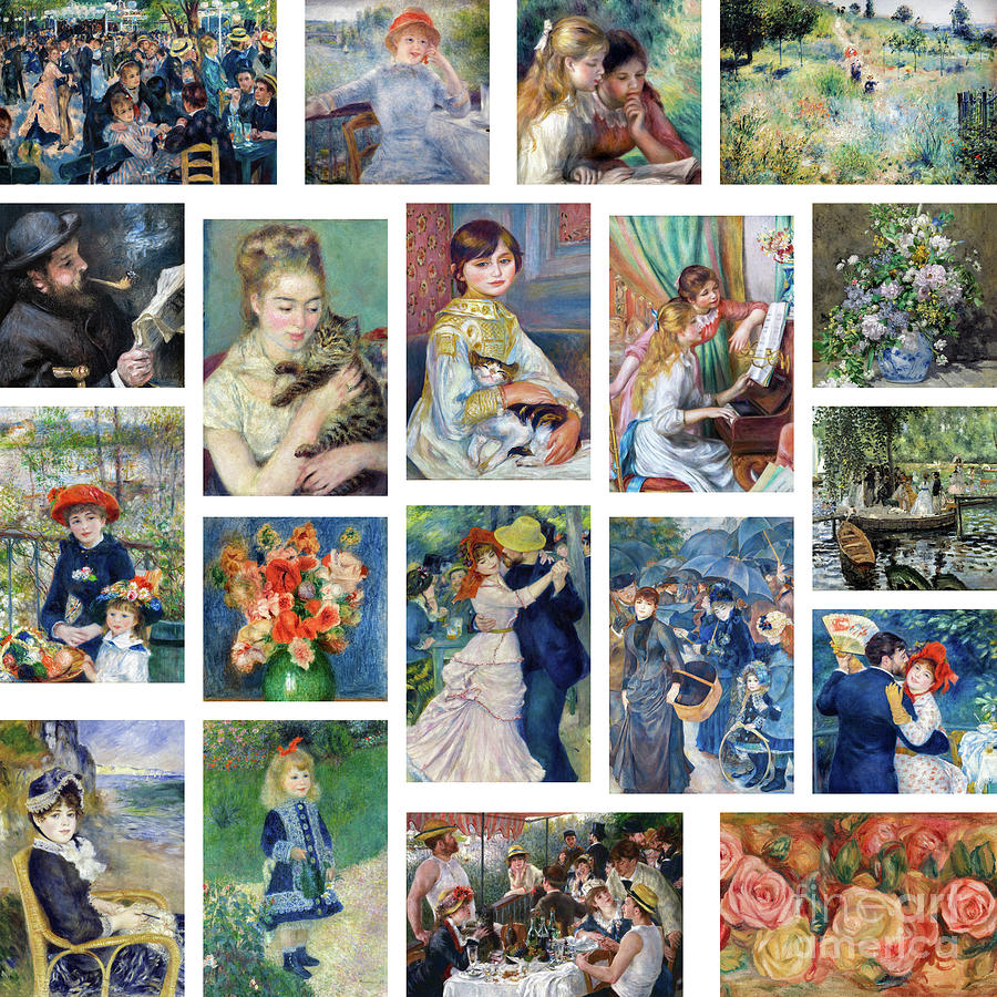 19 Masterpieces Patchwork Collage Painting by Pierre-Auguste Renoir ...