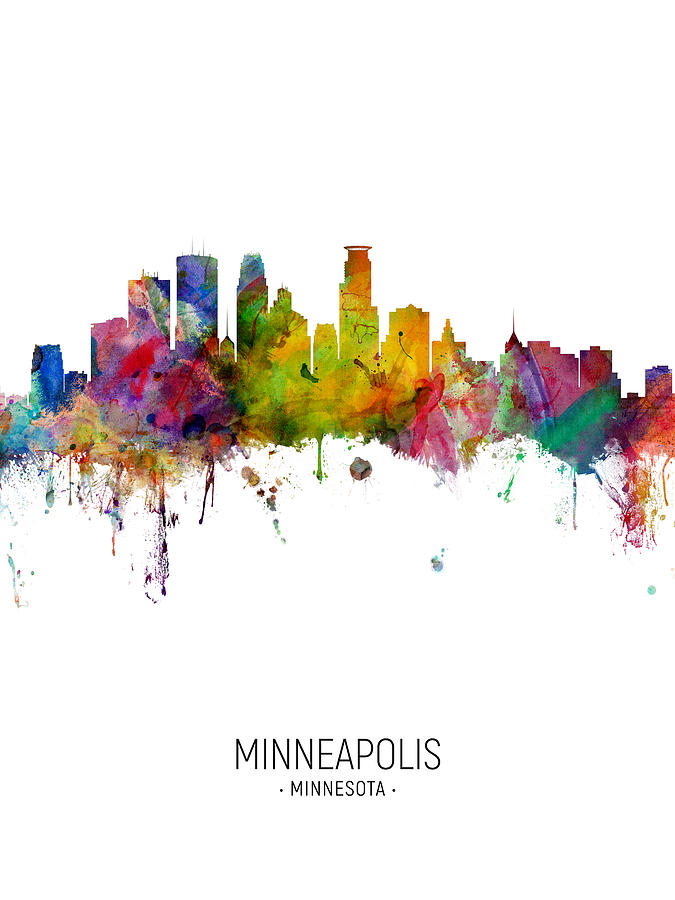 Minneapolis Minnesota Skyline #19 Digital Art by Michael Tompsett