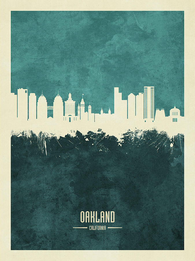 Oakland California Skyline #19 Digital Art by Michael Tompsett